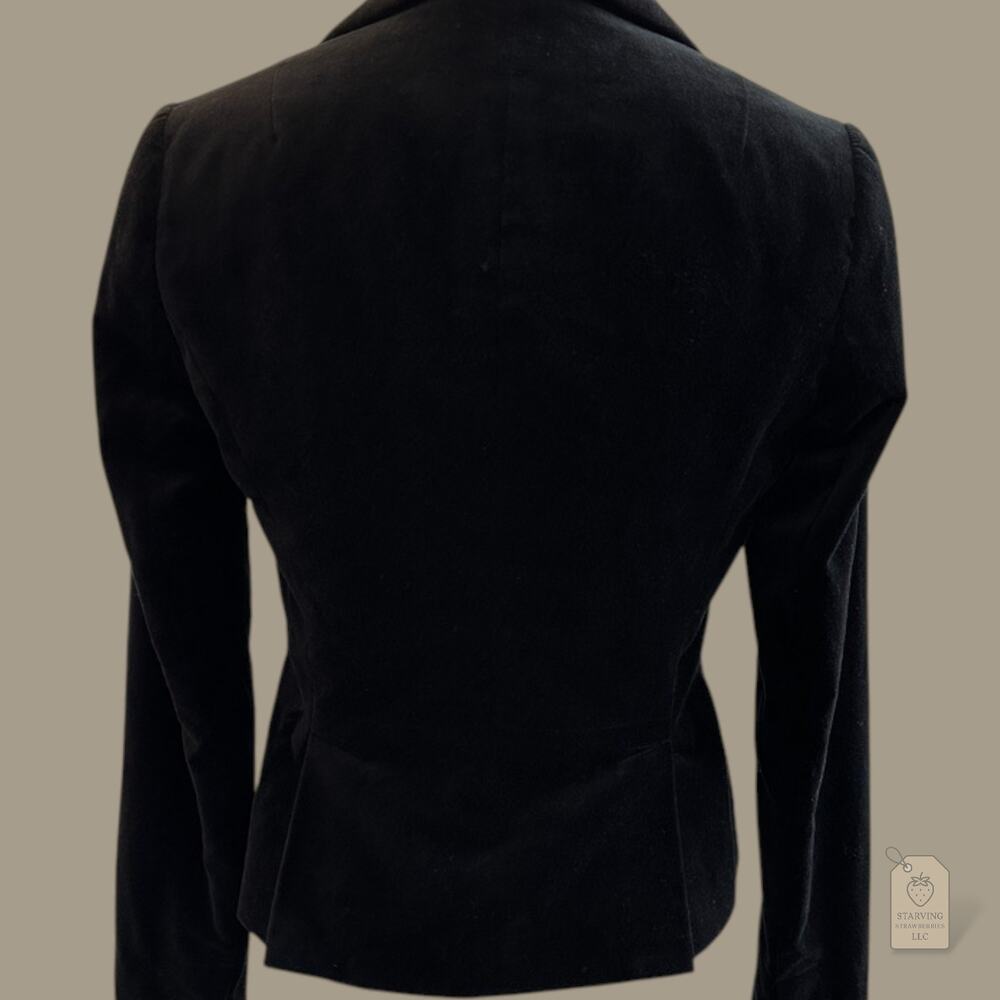 Banana Republic Black Velvet Blazer Fitted Jacket Button Front Size 0 - Picture 6 of 10